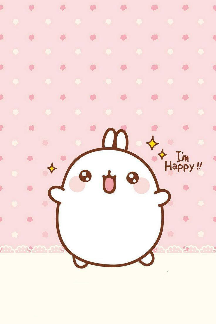 Molang, white cartoon rabbit, pink cheeks, SD Phone Wallpaper