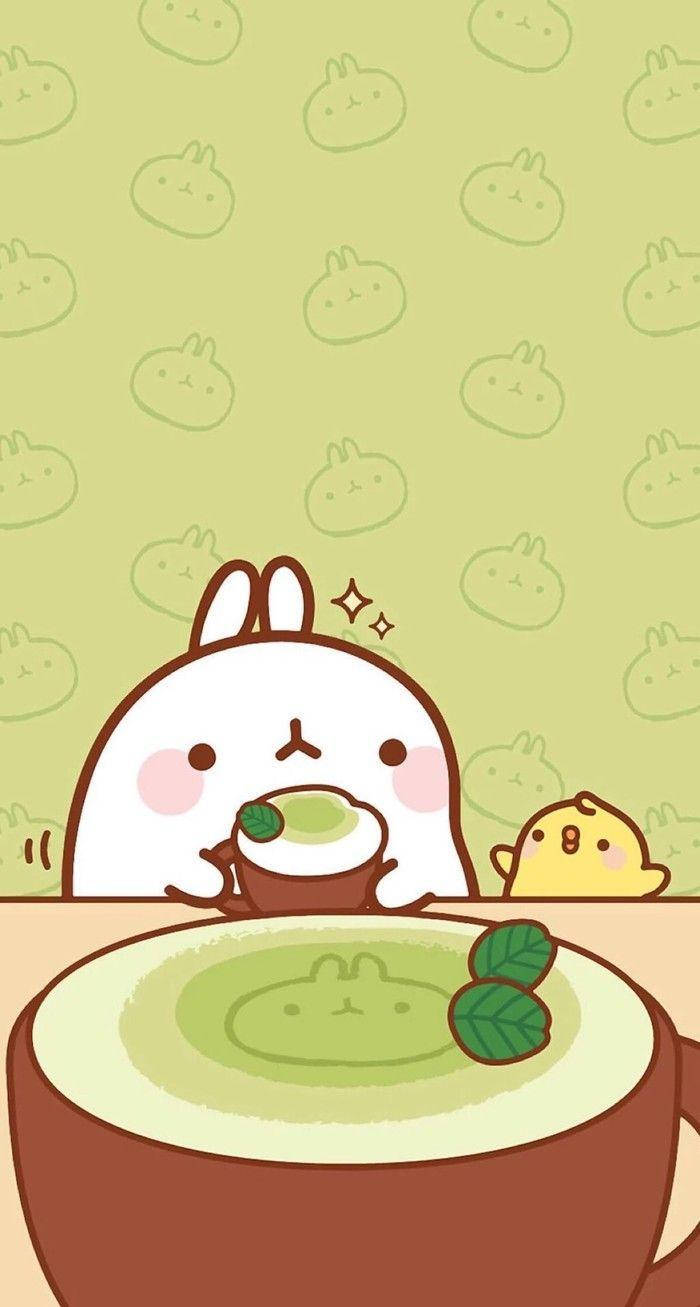 Molang, matcha tea, white rabbit, HD Phone Wallpaper