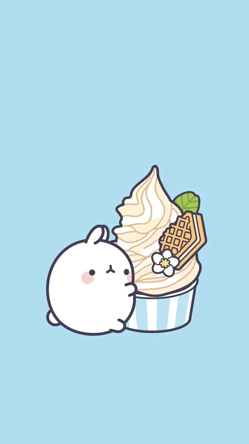 Molang, cute ice cream, cupcake, HD Phone Wallpaper