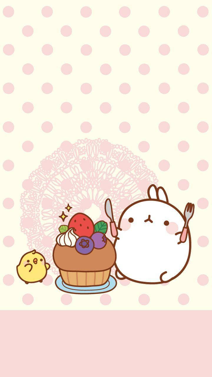 Molang, cupcake, berries, HD Phone Wallpaper