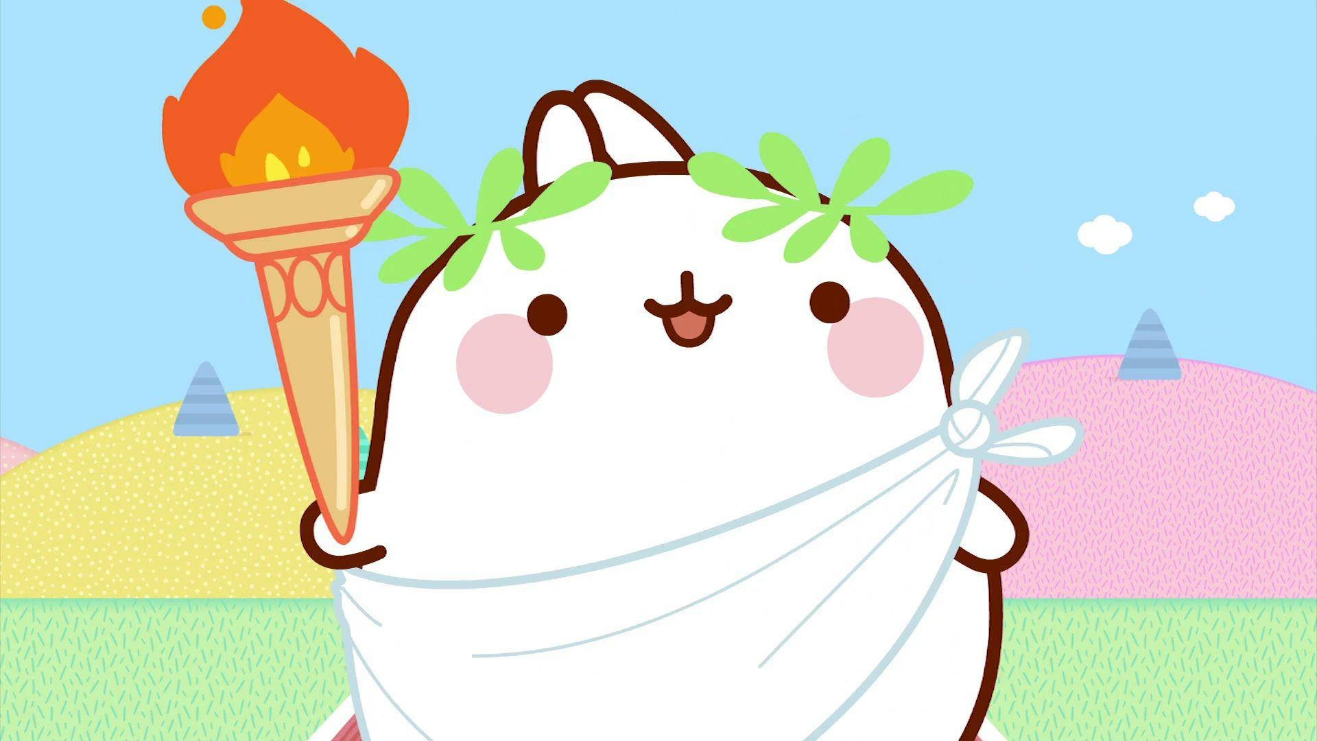 Molang, torch, toga, Full HD Desktop Wallpaper