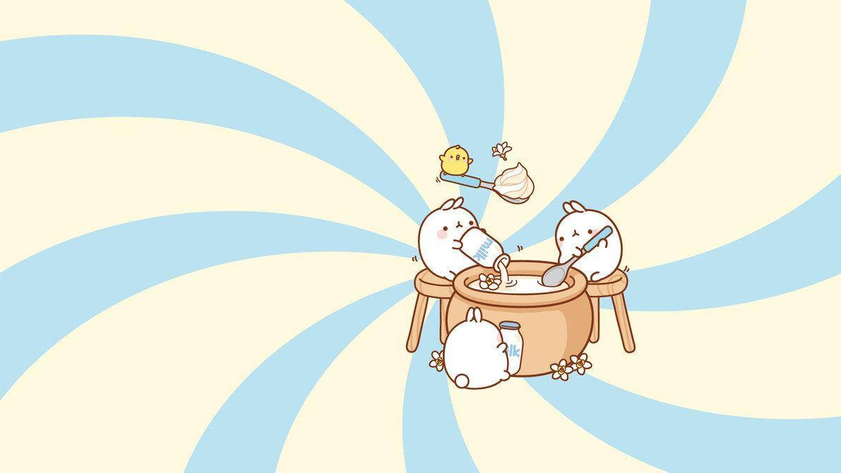 Molang, bunnies, chick, SD Desktop Wallpaper