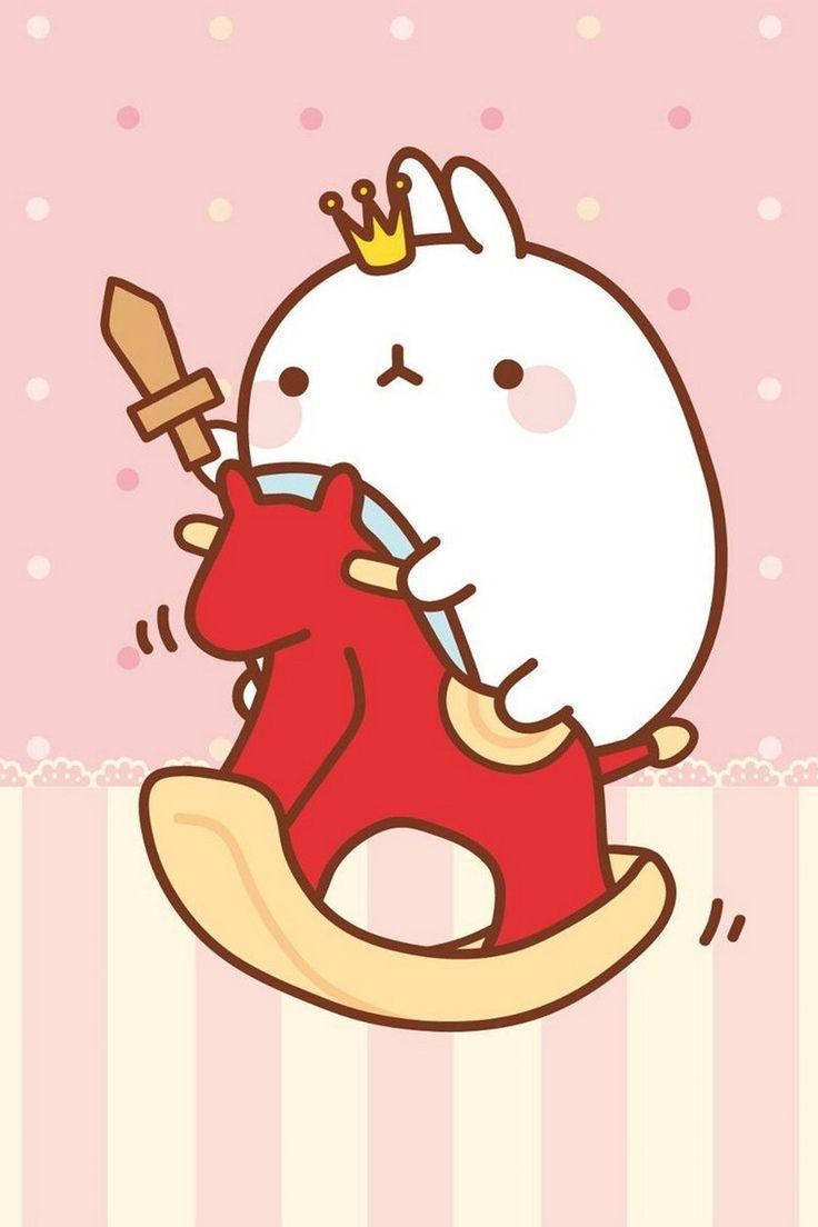 Molang, rocking horse, red, SD Phone Wallpaper
