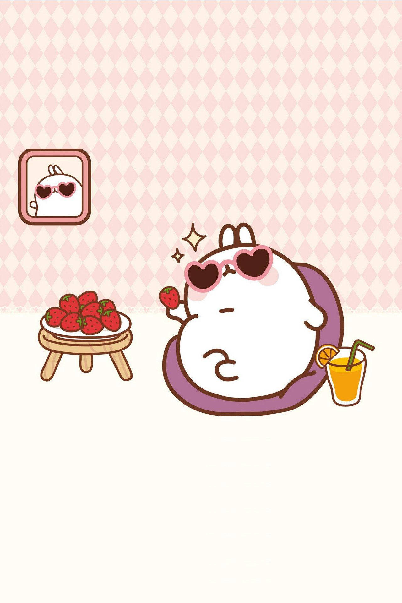Molang, heart-shaped sunglasses, purple robe, Full HD Phone Wallpaper