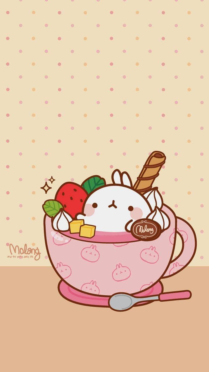 Molang, teacup, pink teacup, HD Phone Wallpaper