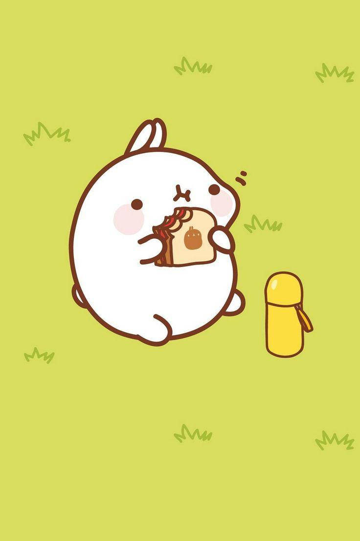 Molang, white rabbit, blush cheeks, SD Phone Wallpaper