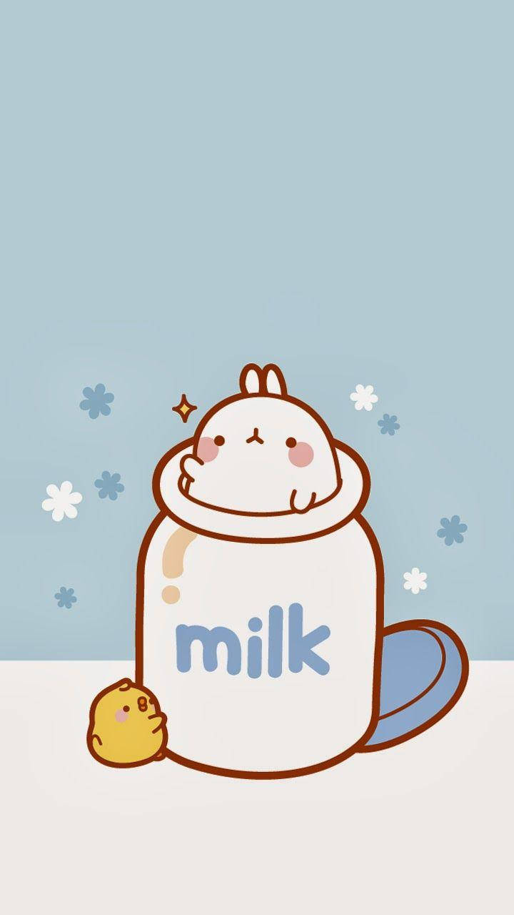 Molang, milk bottle, tiny chick, HD Phone Wallpaper