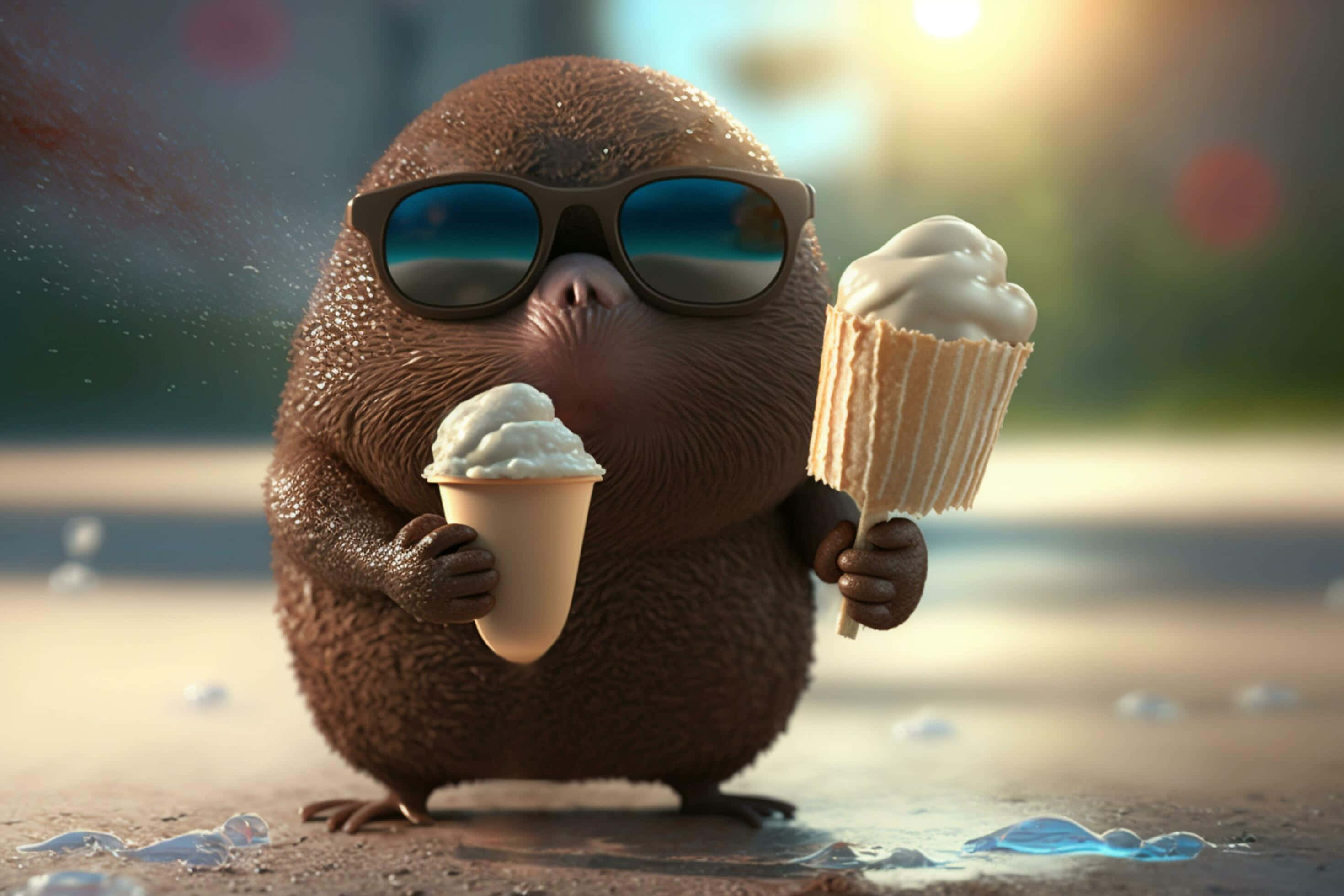 cool mole, brown cartoon mole, sunglasses, 2K Desktop Wallpaper
