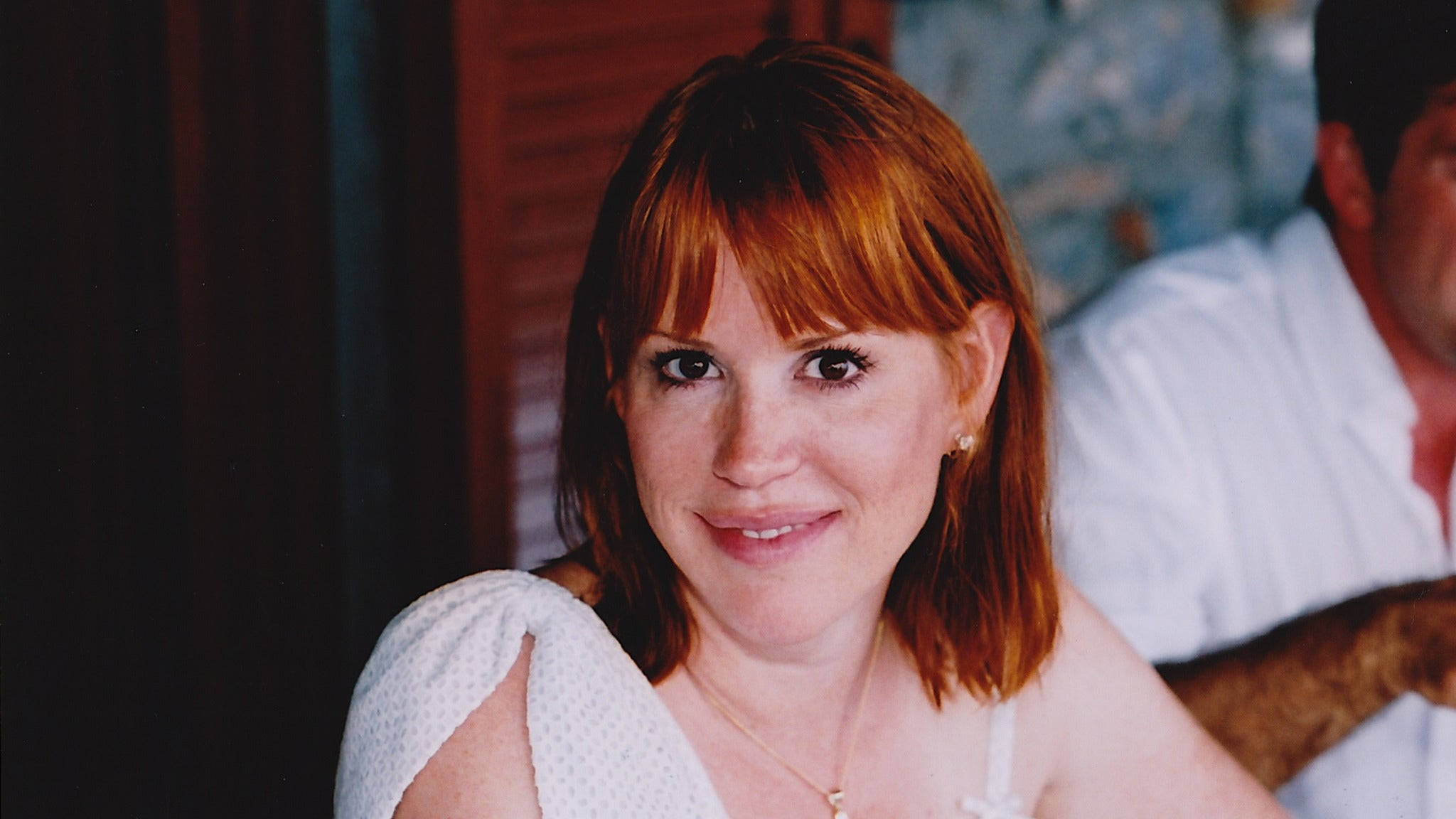 Molly Ringwald, red hair, white top, Full HD Desktop Wallpaper