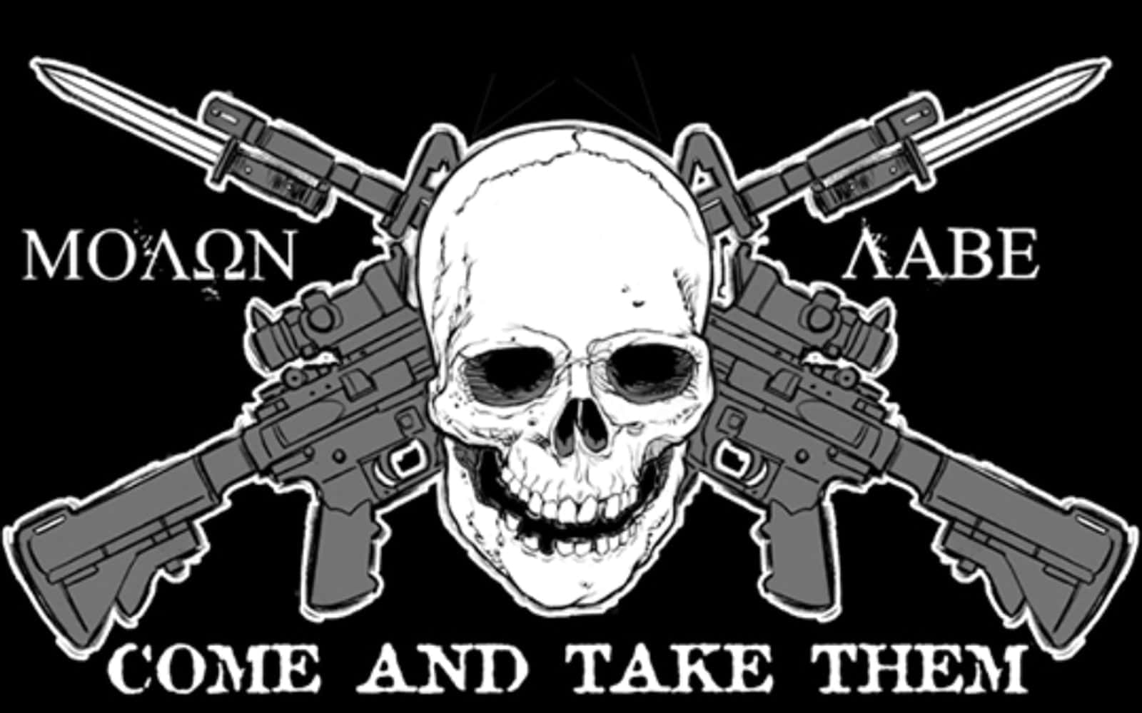 Molon Labe, skull, crossed rifles with bayonets, HD Desktop Wallpaper