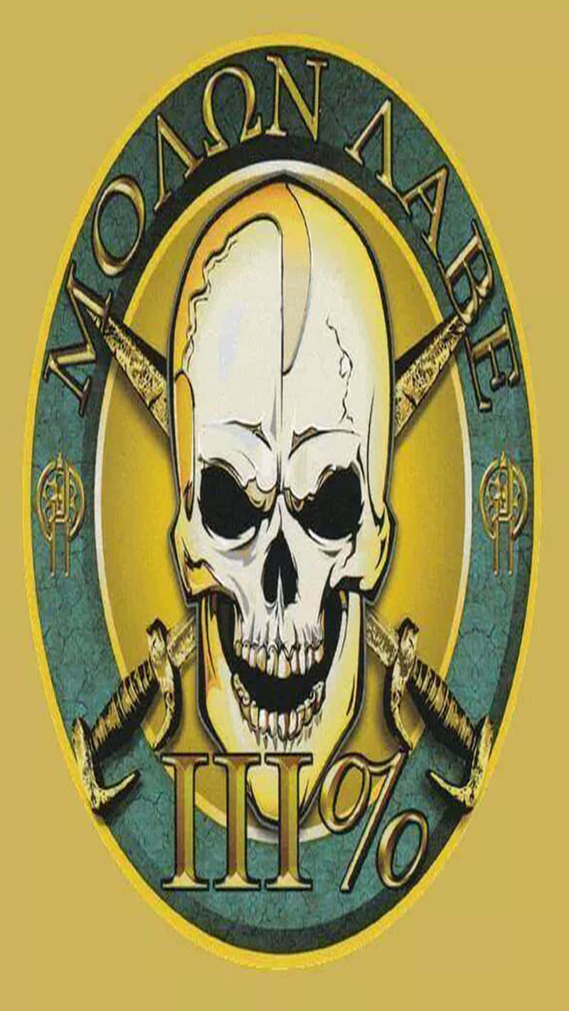 Molon Labe, gold background, skull, HD Phone Wallpaper
