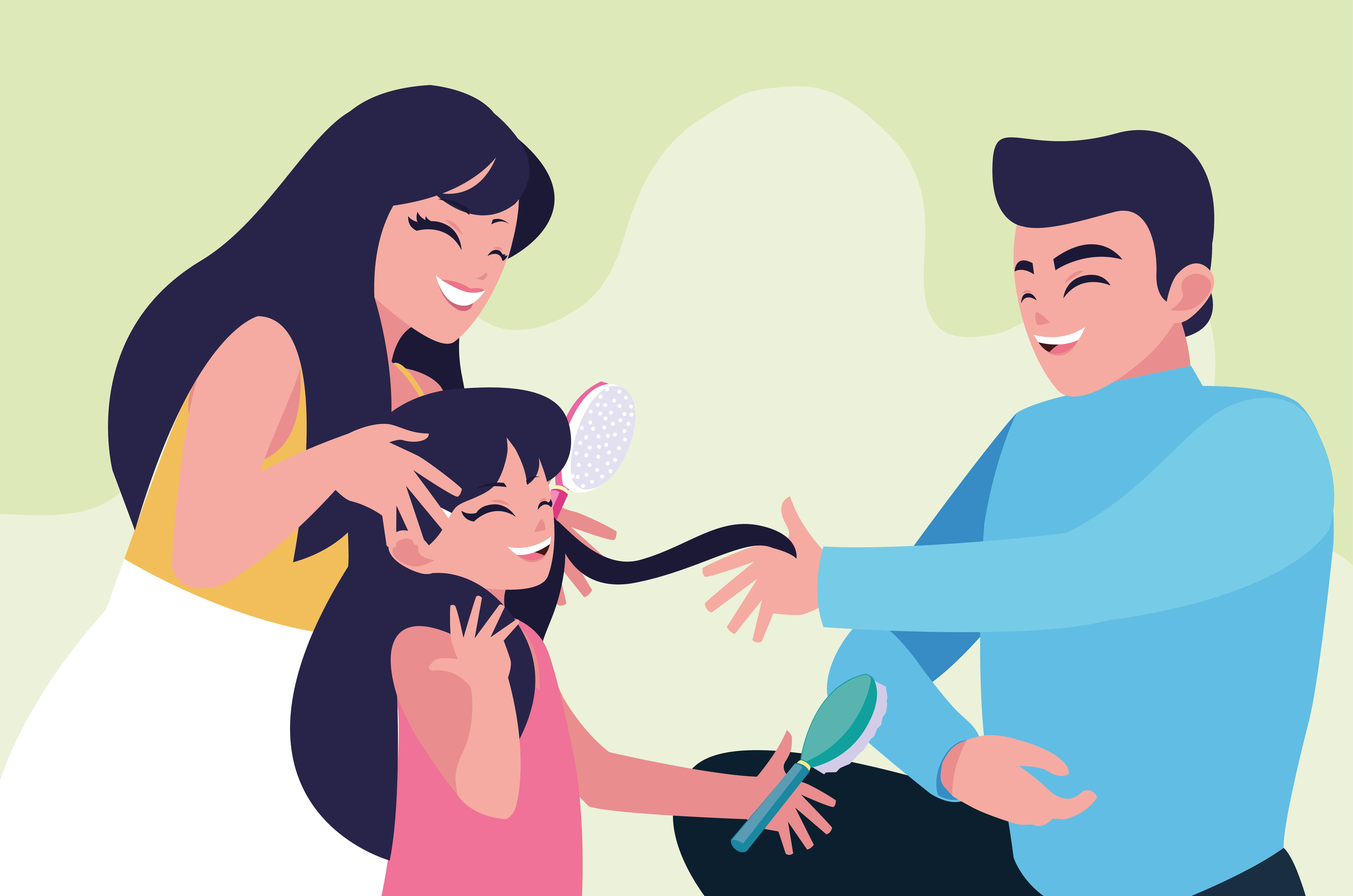 Mom And Dad, cartoon, daughter, 5K Desktop Wallpaper