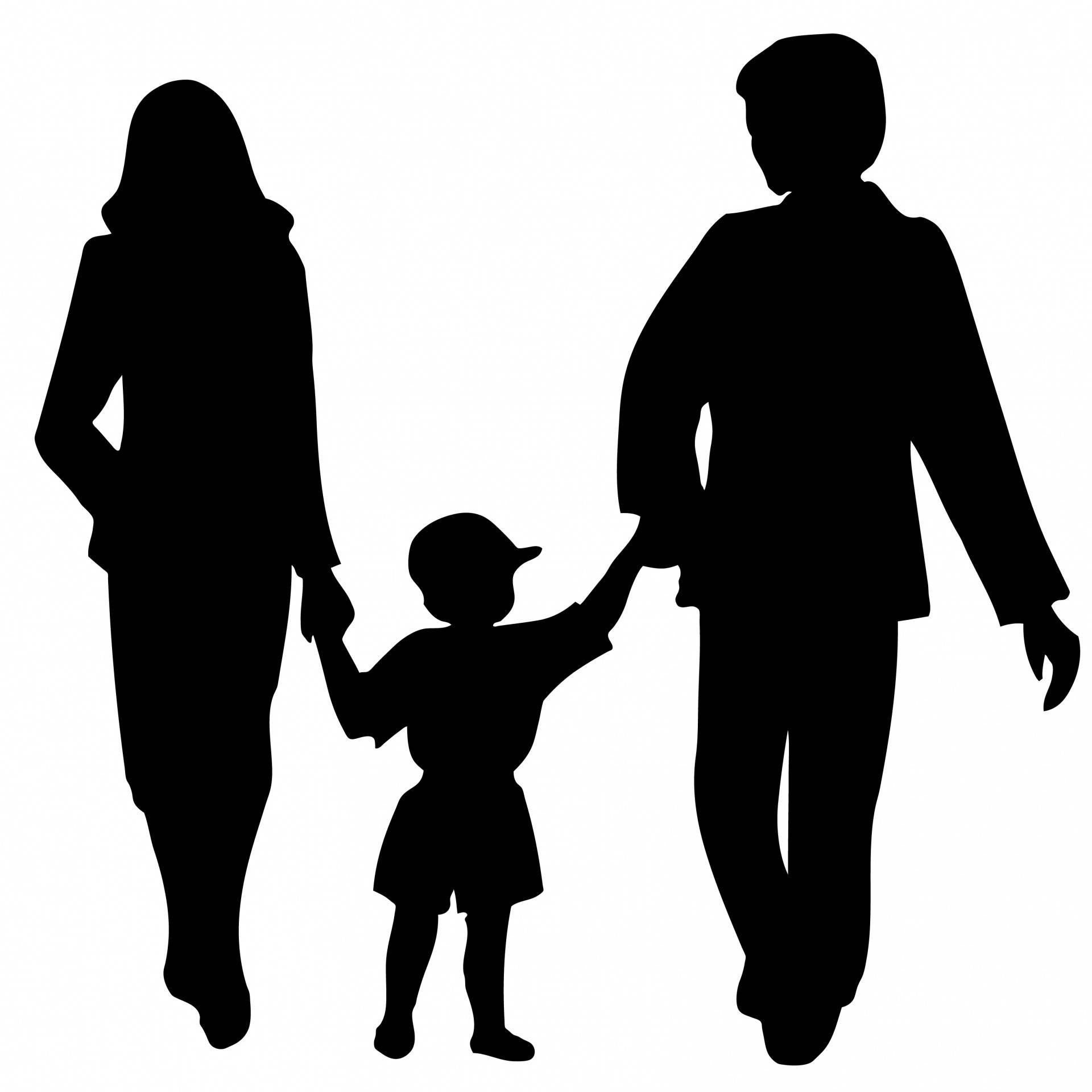 Mom And Dad, silhouettes, family of three, Full HD Desktop Wallpaper