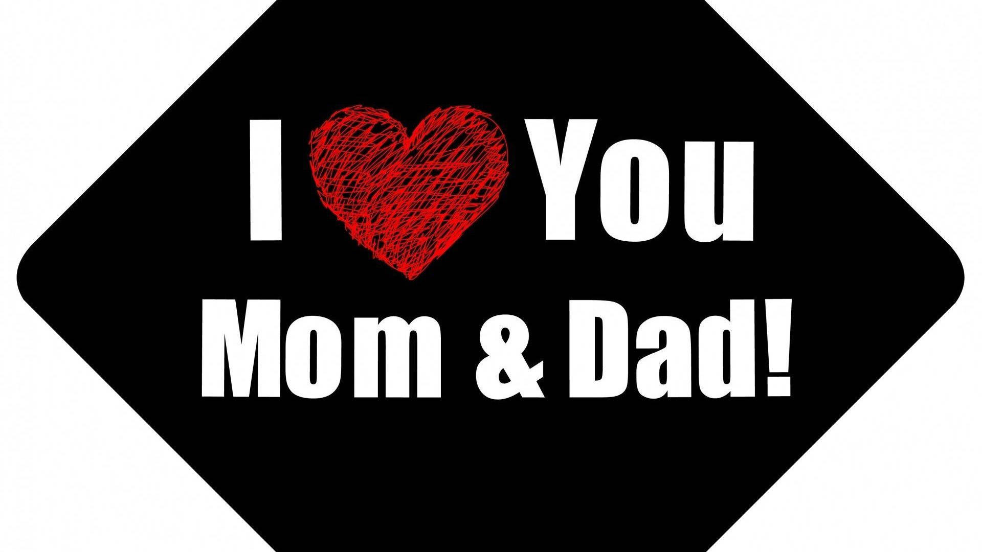 Mom And Dad, black diamond-shaped sign, white text, Full HD Desktop Wallpaper