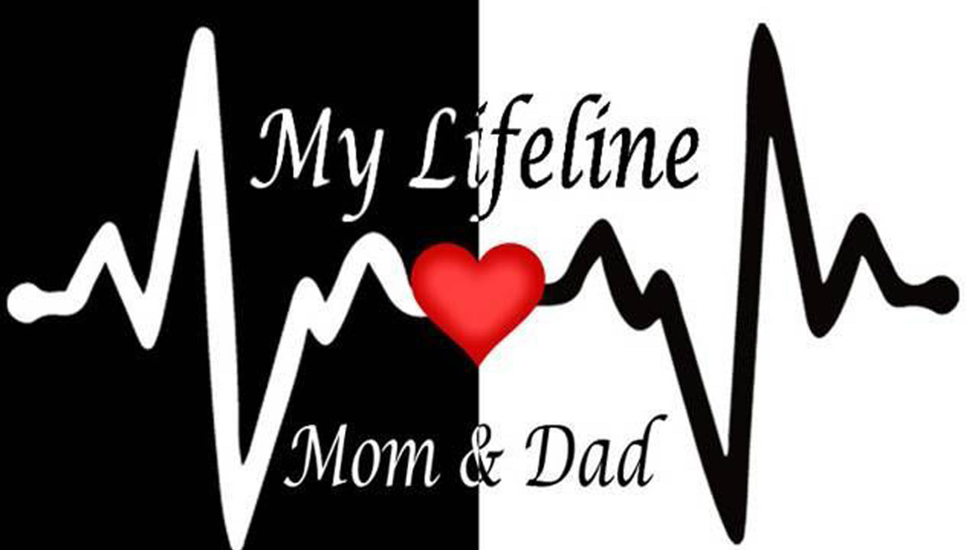 Mom, Dad, heartbeat line, Full HD Desktop Wallpaper