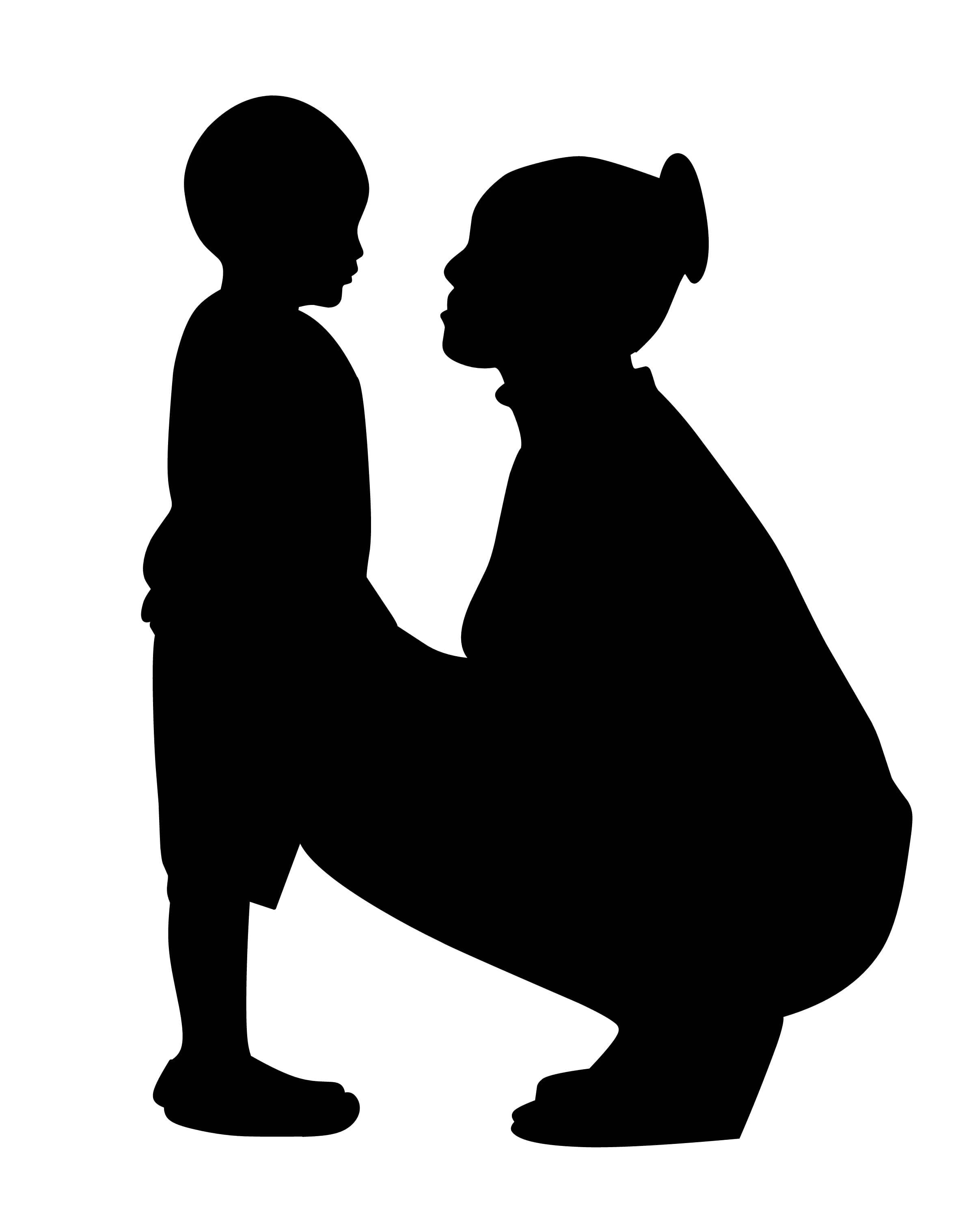 Mom and Son Silhouette Art, woman, child, 2K Phone Wallpaper