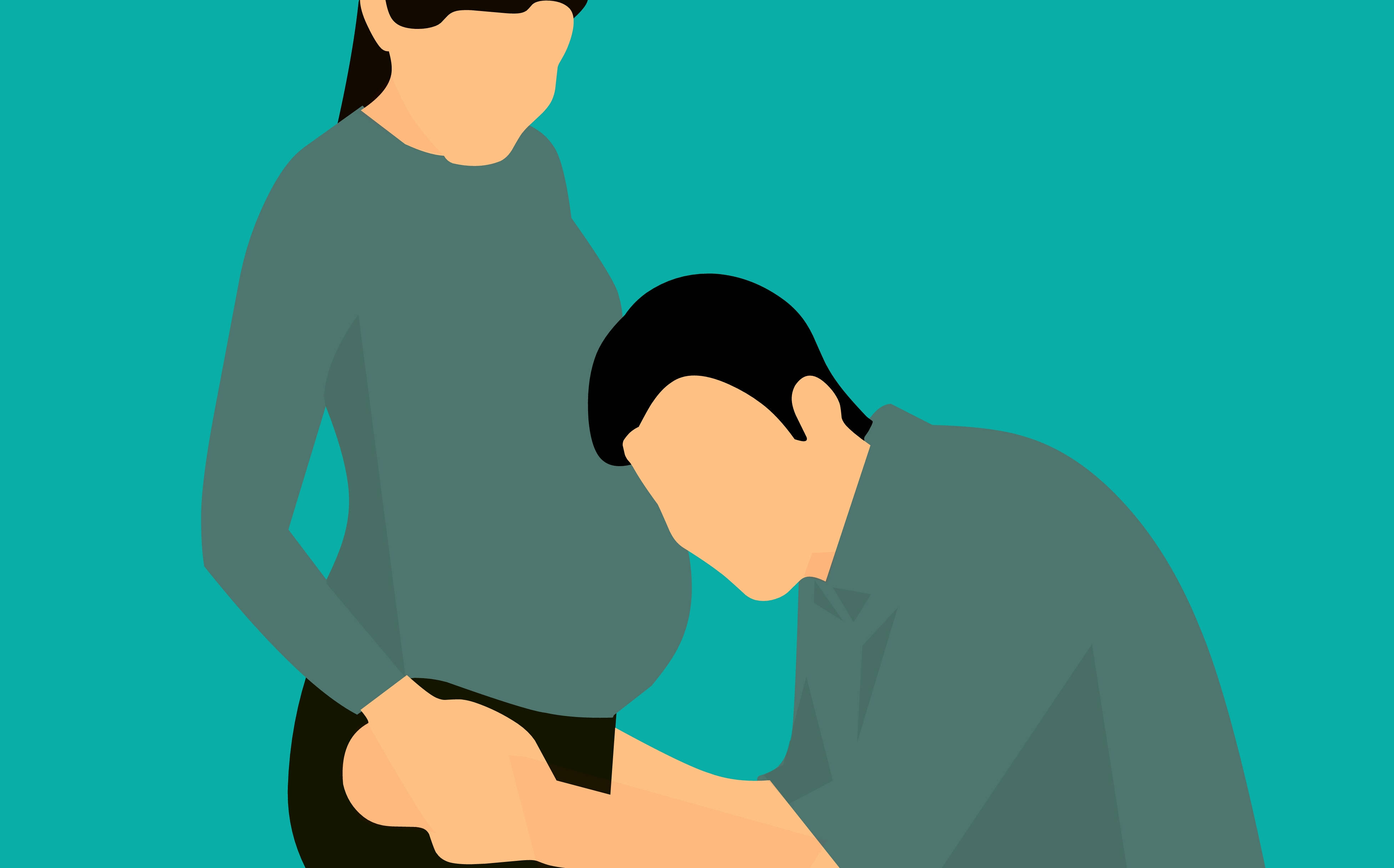 Mom, dad, teal background, 4K Desktop Wallpaper