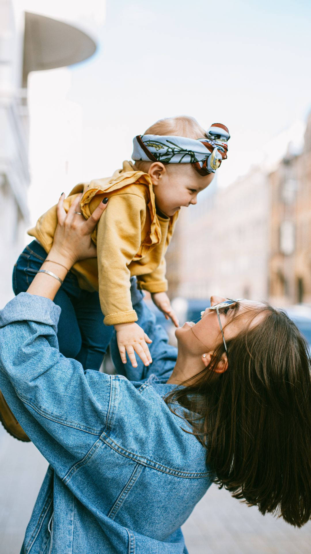 Mom, denim jacket, baby, Full HD Phone Wallpaper