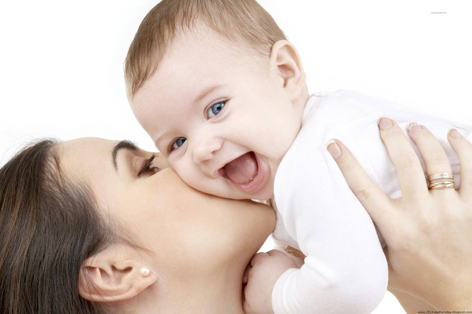 Mom, son, bright blue eyes, HD Desktop Wallpaper