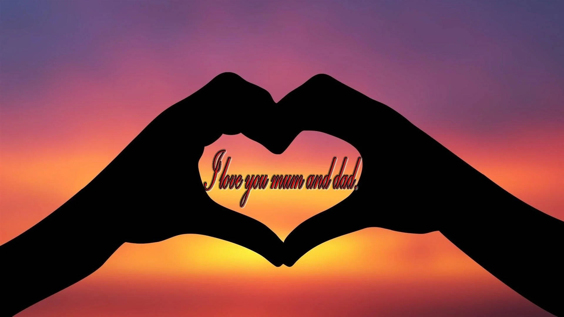 Mom, heart hands, vibrant sunset sky, Full HD Desktop Wallpaper