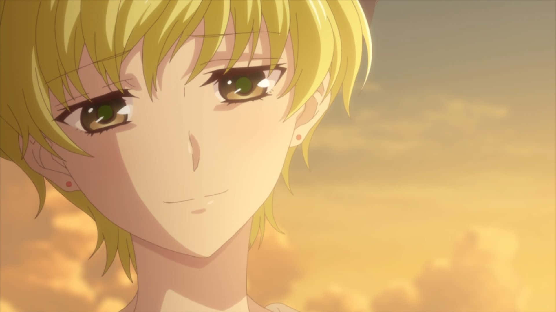 Momiji Sohma, golden hair, green eyes, Full HD Desktop Wallpaper
