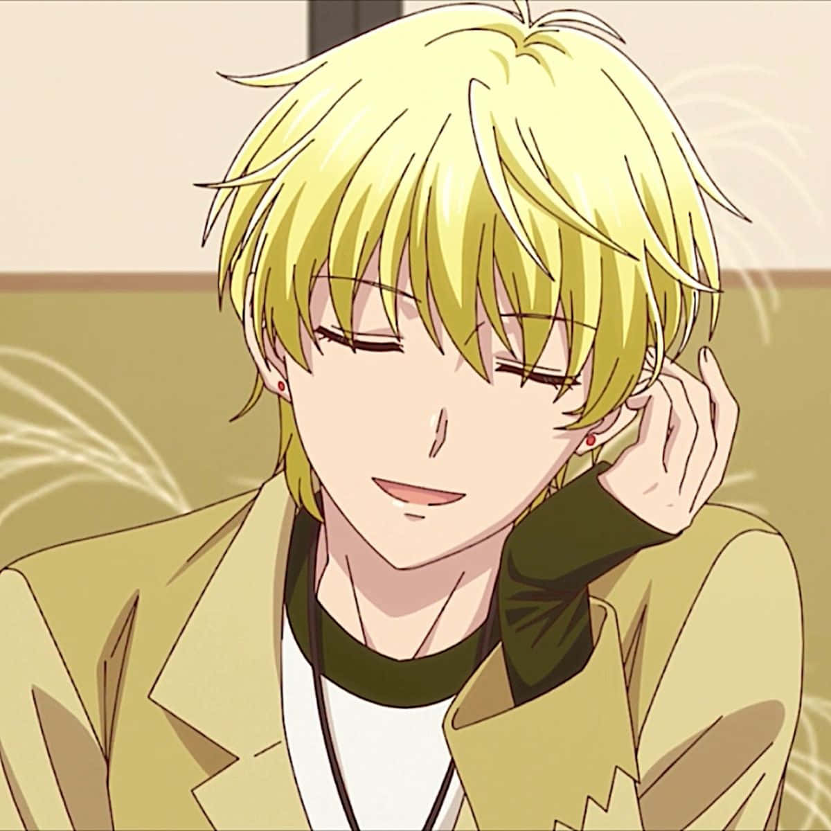 Momiji Sohma, spiky blonde hair, red earrings, SD Desktop Wallpaper