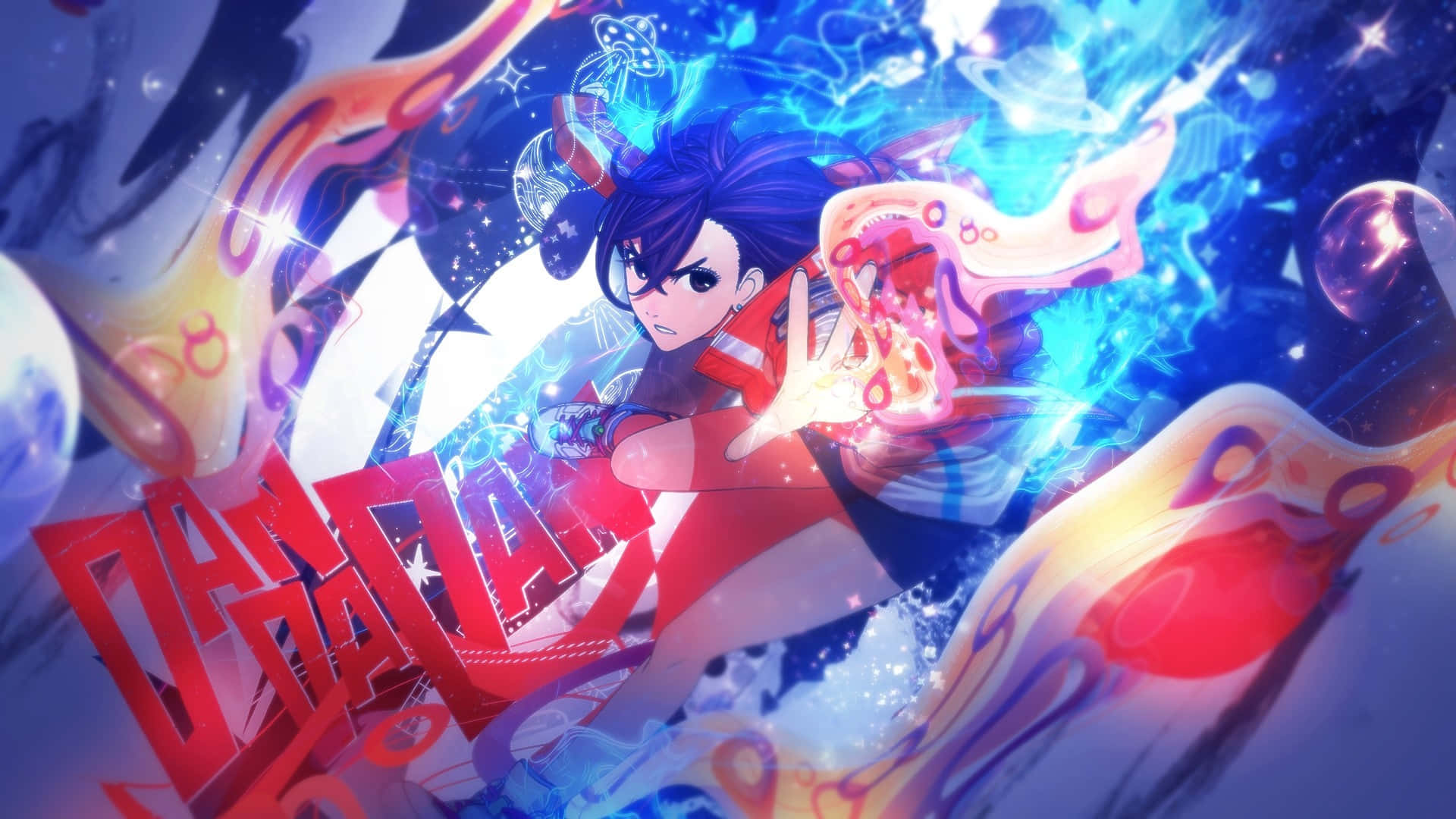 Momo Ayase, blue hair, red outfit, Full HD Desktop Wallpaper