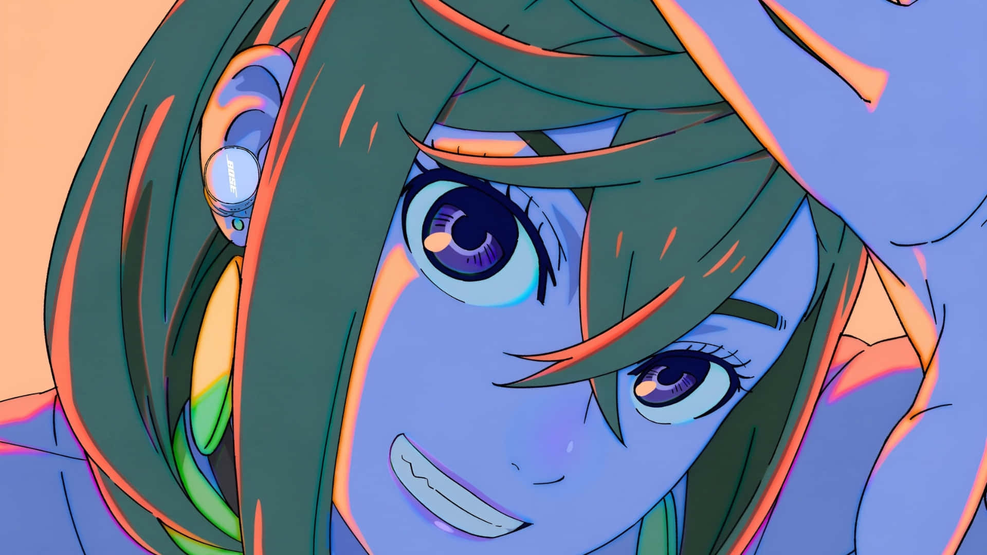 Momo Ayase, blue skin, green hair, Full HD Desktop Wallpaper