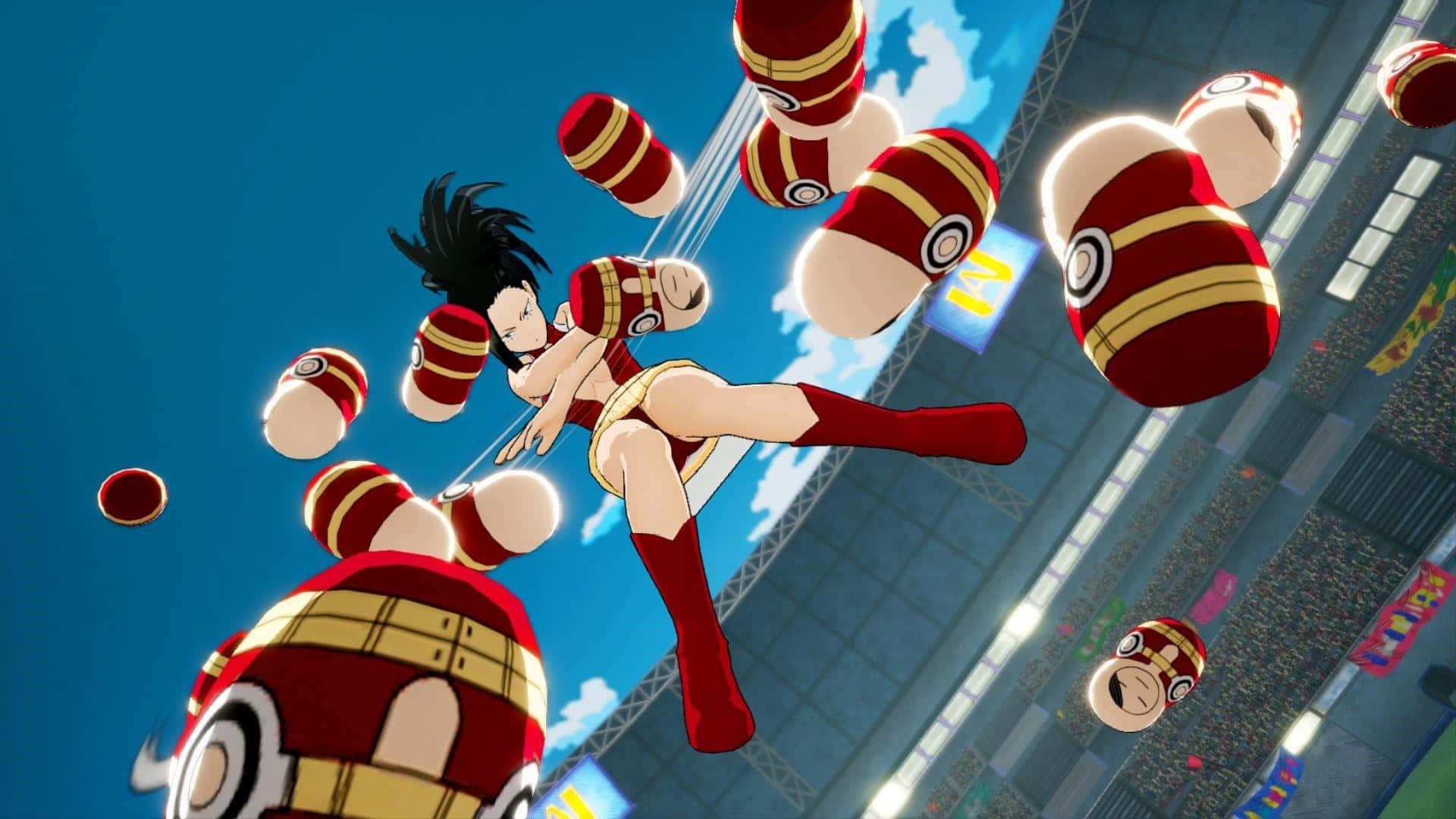 Momo Yaoyorozu, red and gold uniform, sumo-like dolls, Full HD Desktop Wallpaper