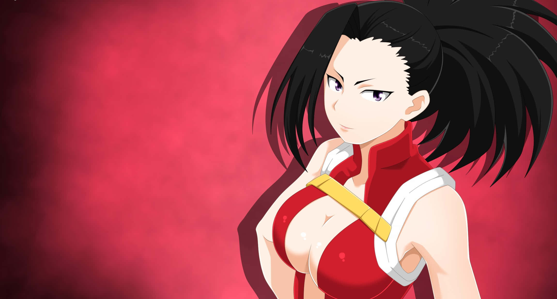 Momo Yaoyorozu, black hair, red outfit, Full HD Desktop Wallpaper