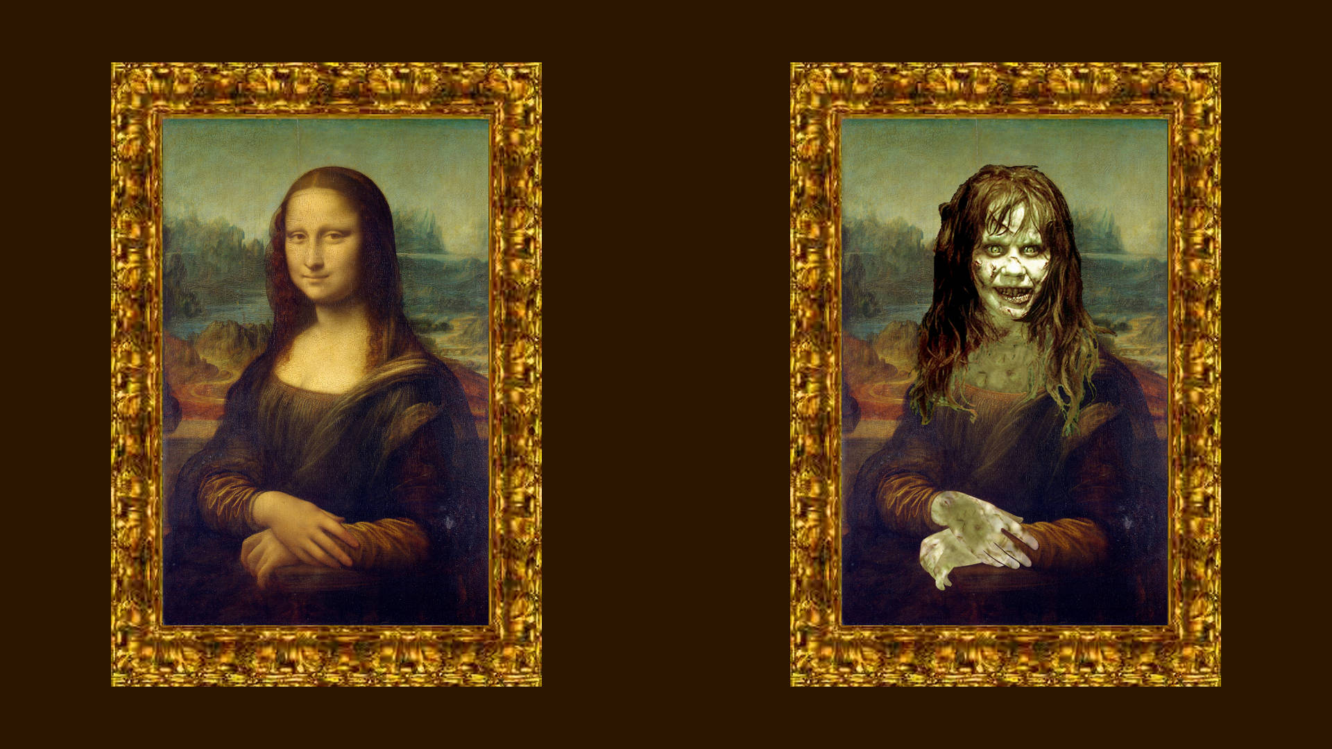 Mona Lisa, zombie version, pale skin, Full HD Desktop Wallpaper
