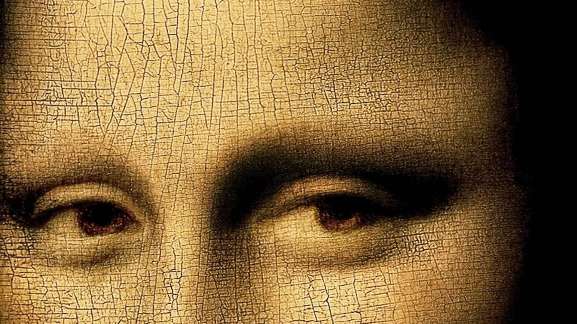 Mona Lisa, cracked golden skin, intense eyes, Full HD Desktop Wallpaper