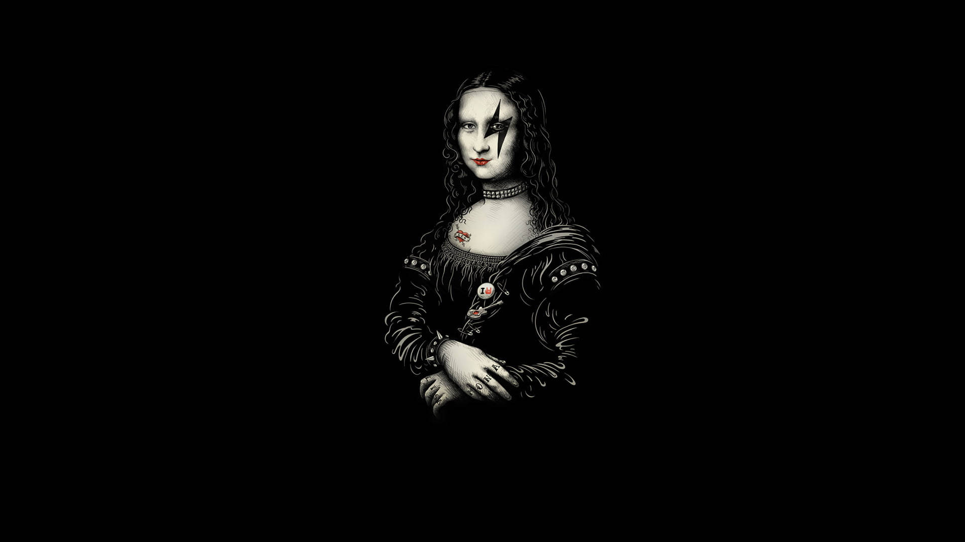 Mona Lisa, metal rock, gothic woman, Full HD Desktop Wallpaper