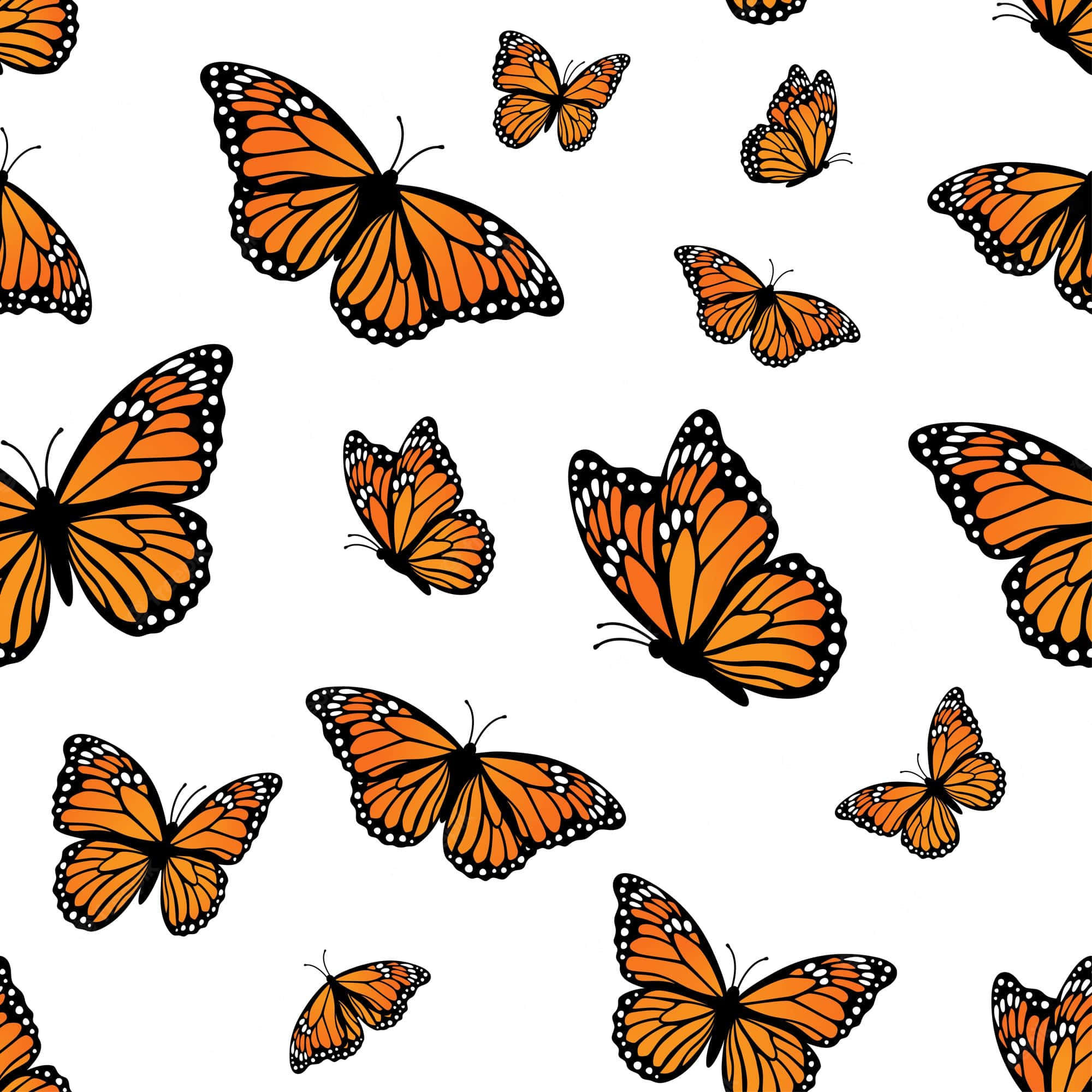 Monarch Butterflies, kaleidoscope, vibrant orange, Full HD Desktop Wallpaper