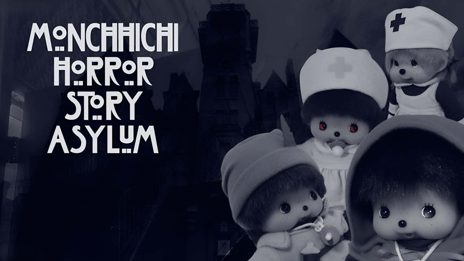 Monchhichi, nurse outfits, red eyes, Full HD Desktop Wallpaper