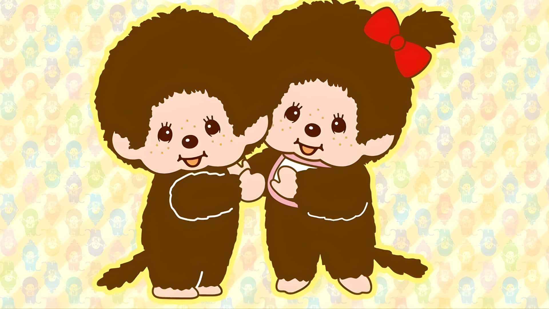 Monchhichi, cute doll characters, brown fur, Full HD Desktop Wallpaper
