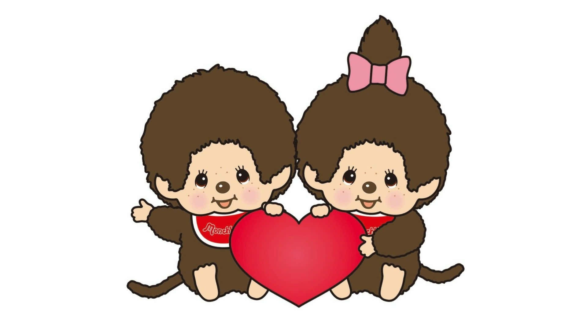 Monchhichi, cute couple, brown fur, Full HD Desktop Wallpaper