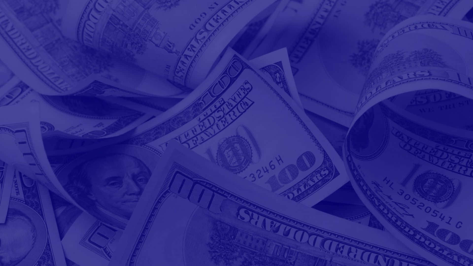blue tinge, crumpled US one hundred dollar bills, monochromatic blue, Full HD Desktop Wallpaper