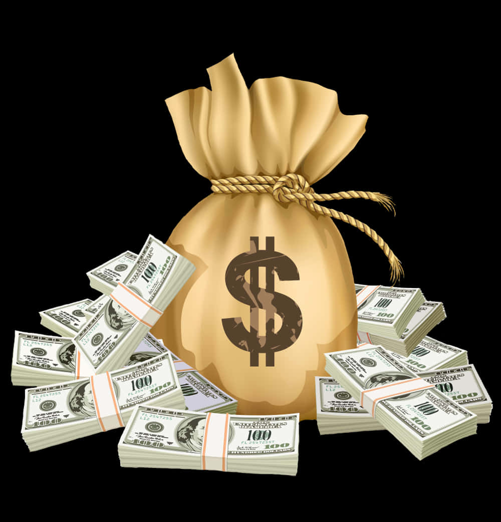 Money Bag, golden money bag, dollar sign, SD Phone Wallpaper