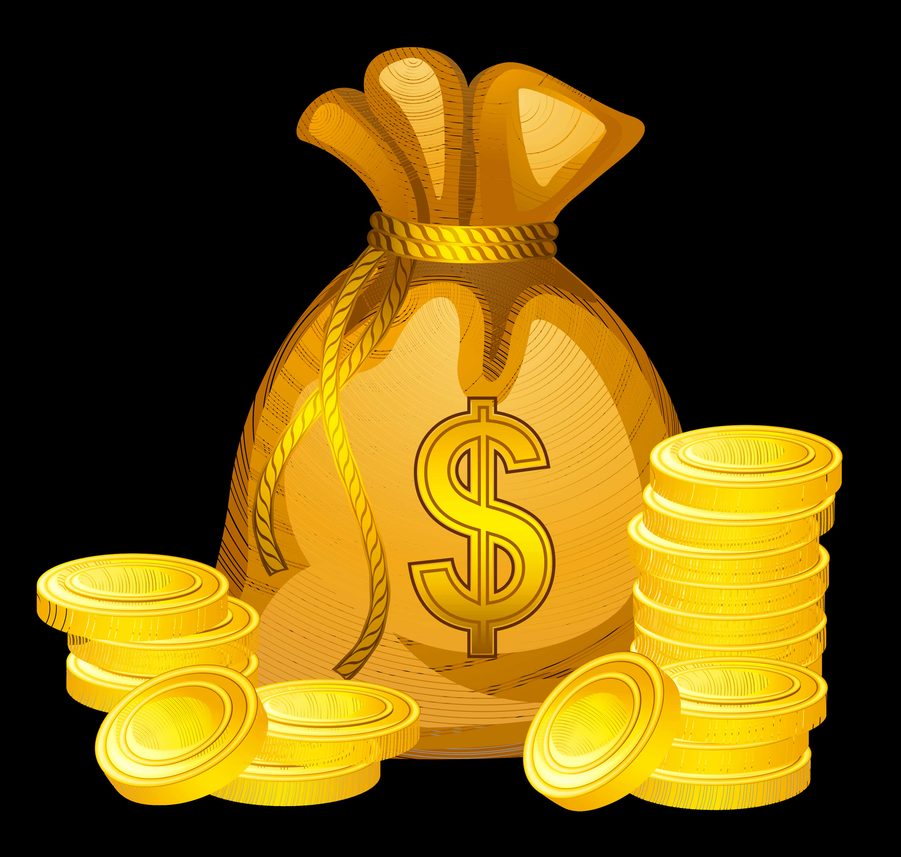 Money Bag, golden, dollar sign, 2K Desktop Wallpaper