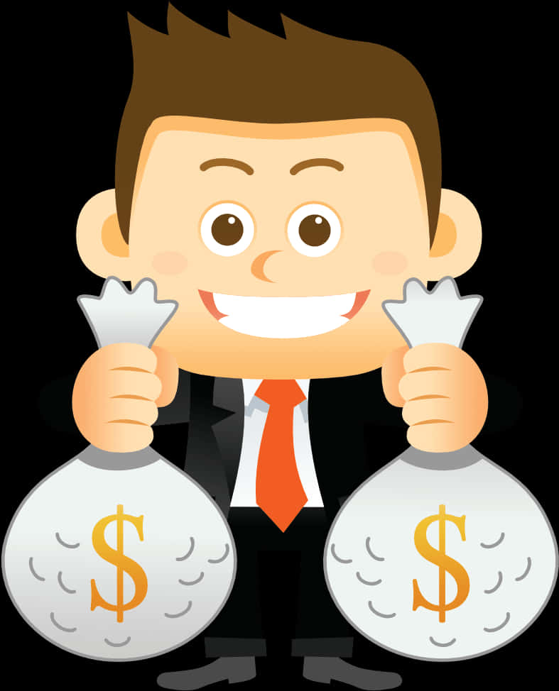 happy businessman, suit, money bags, SD Phone Wallpaper