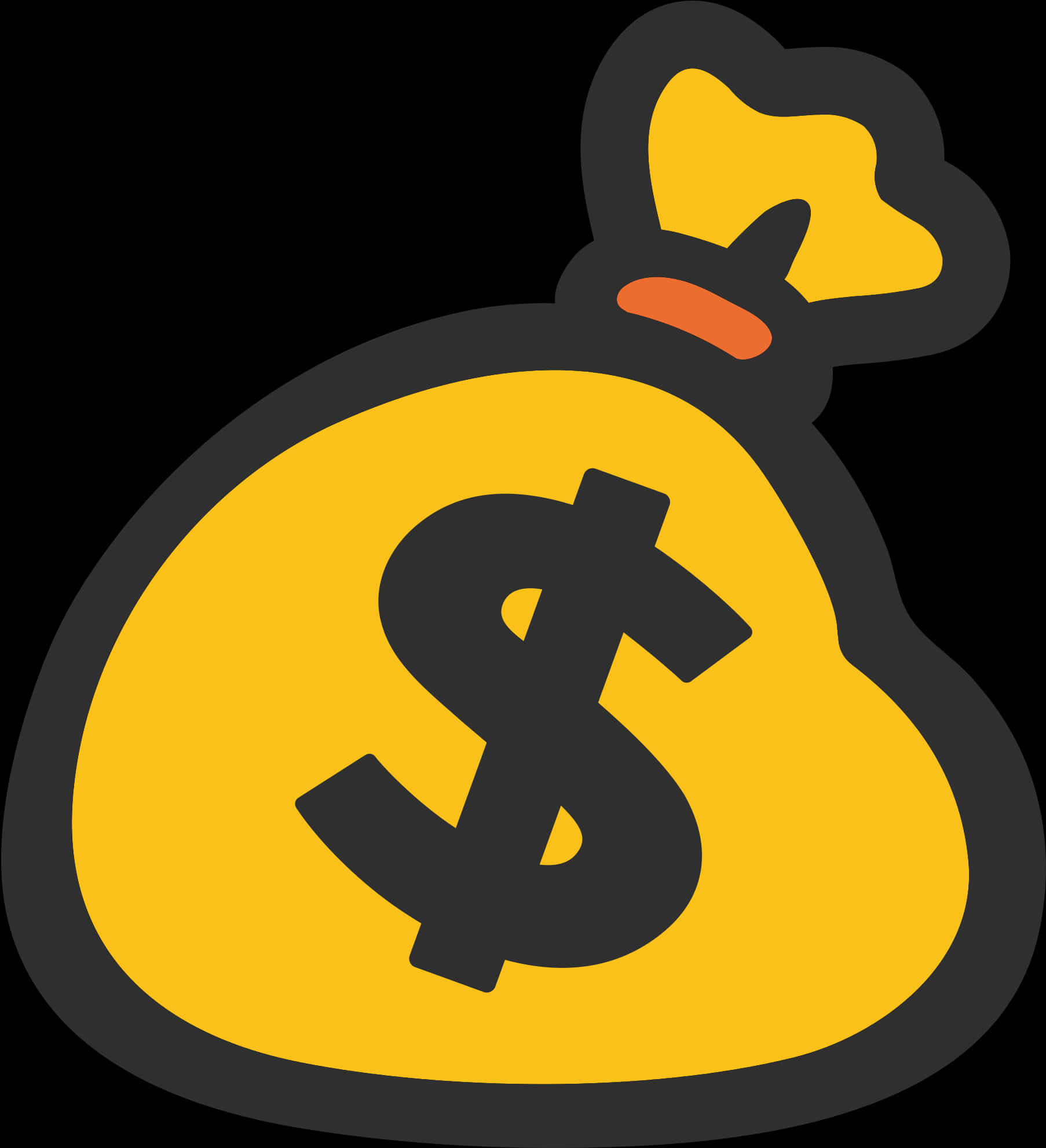 money bag icon, yellow, black dollar sign, Full HD Phone Wallpaper