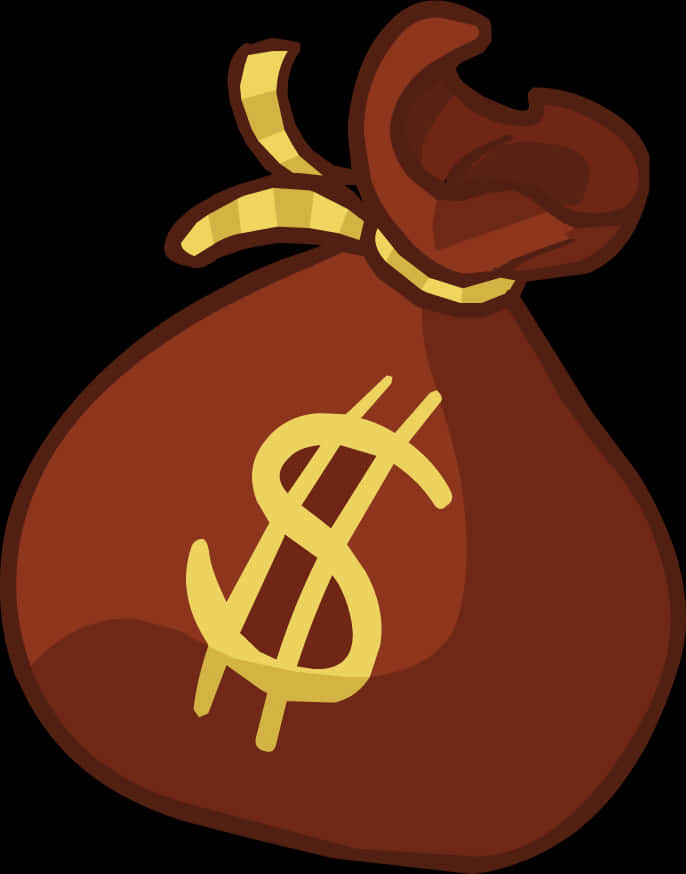 money bag, cartoon-style, brown, SD Phone Wallpaper