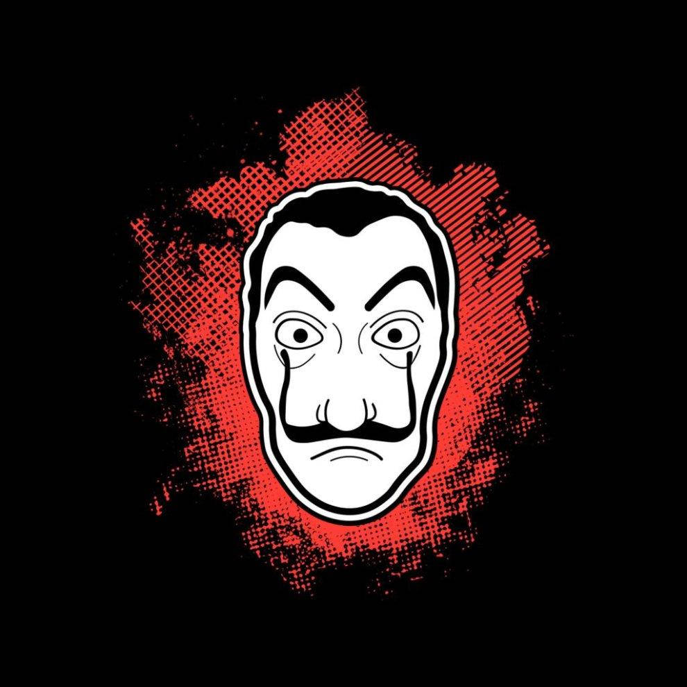 Money Heist Mask, white stylized face, mustache, SD Desktop Wallpaper