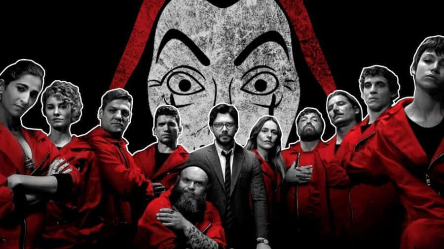 Money Heist, red jumpsuits, menacing face, SD Desktop Wallpaper