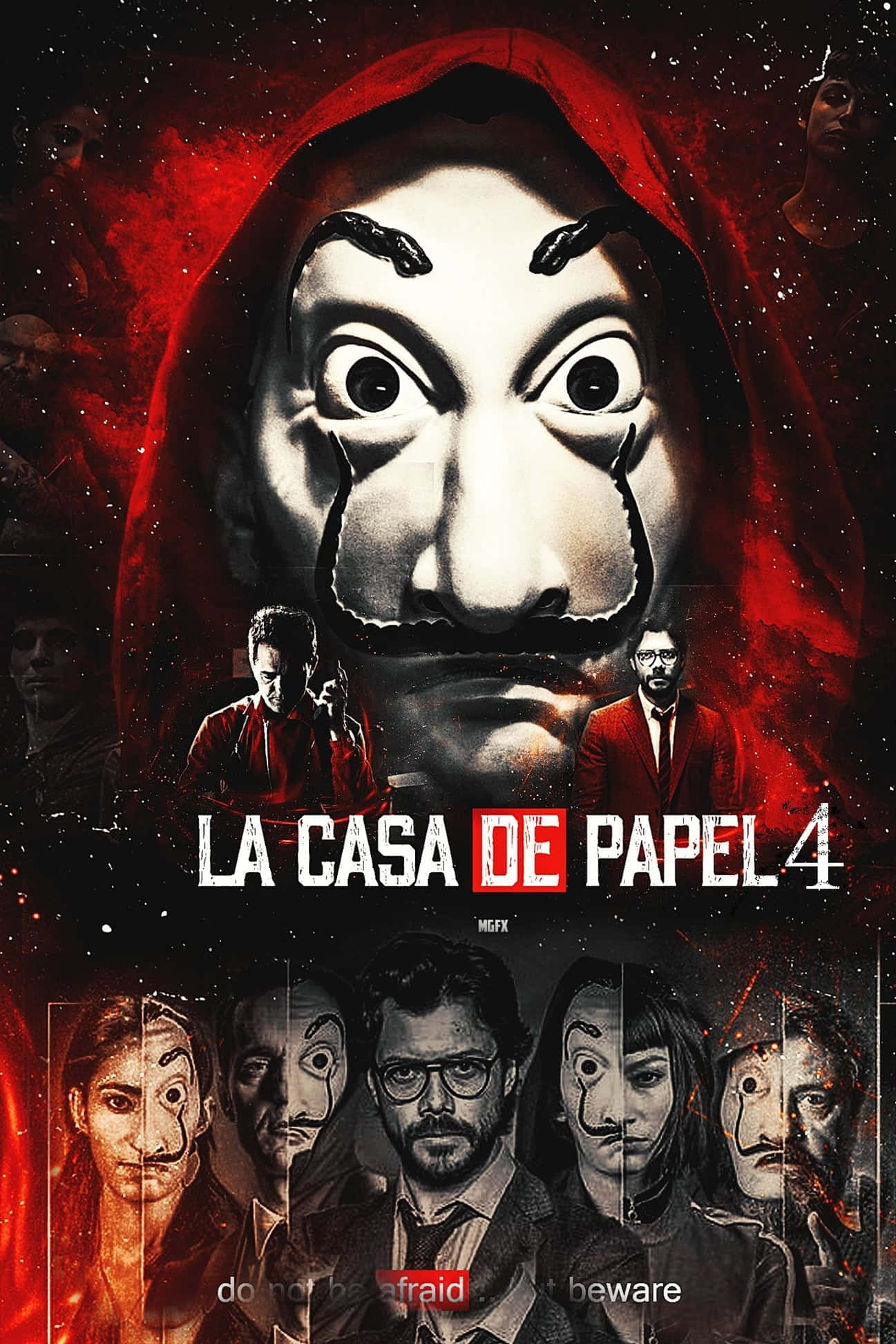 Money Heist, masked face, mustache, Full HD Phone Wallpaper