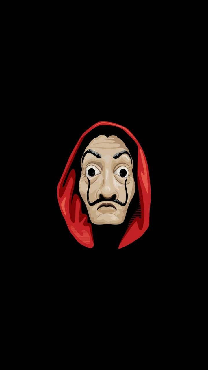 Money Heist Mask, red hooded cloak, distinctive mustache, HD Phone Wallpaper