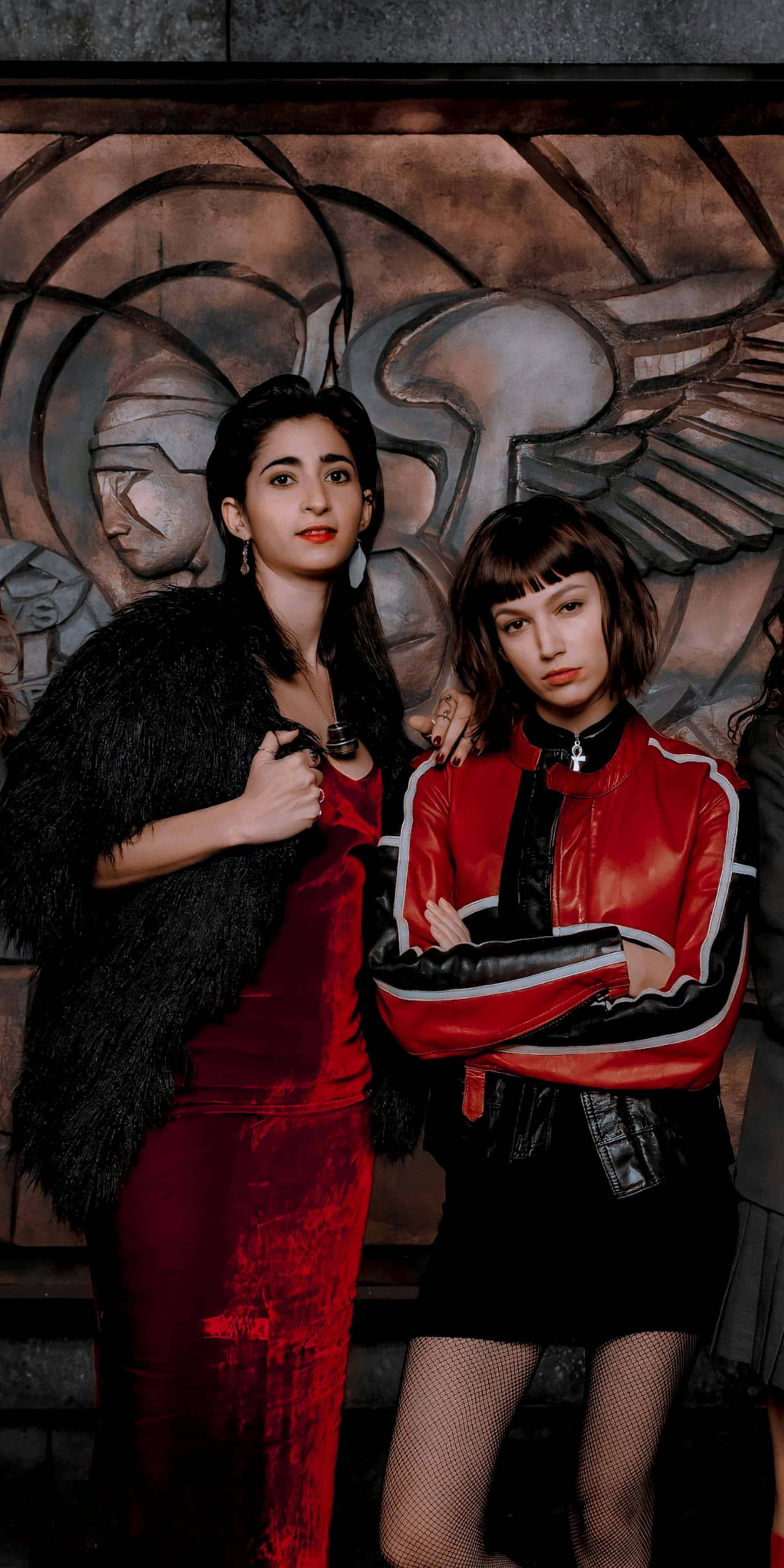 Money Heist, cast poster, red velvet dress, 2K Phone Wallpaper