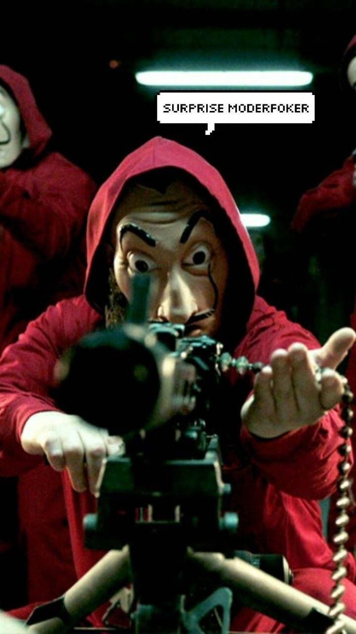 Money Heist Mask, red hoodie, camera, HD Phone Wallpaper