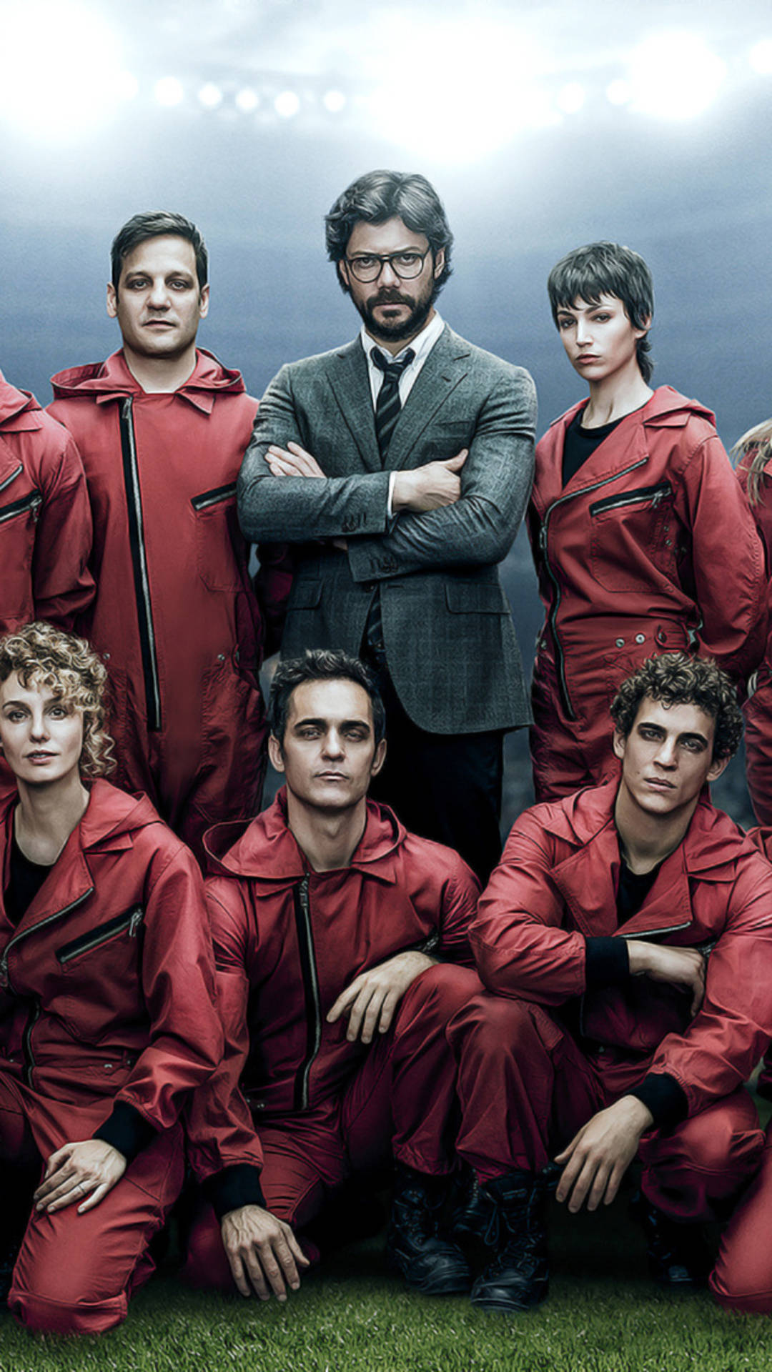 Money Heist, the gang, stadium, Full HD Phone Wallpaper